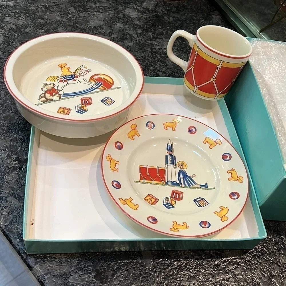 Tiffany 3 Pcs “Tiffany Toys” Children’s Limited Edition Ceramic Set Original Box